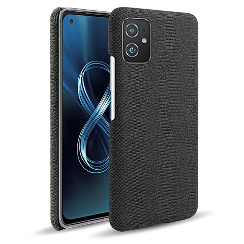 Black — Zenfone 9 Canvas Synthetic Leather Minimal Phone Case