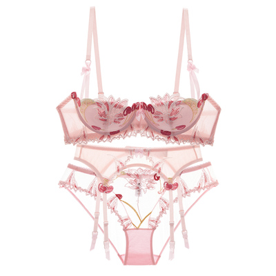 性感女士内衣薄款蕾丝樱桃刺绣胸衣文胸套装吊带袜丝袜夏 四件套-淘宝网 性感女士内衣薄款蕾丝樱桃刺绣胸衣文胸套装吊带袜丝袜夏 四件套-淘宝网