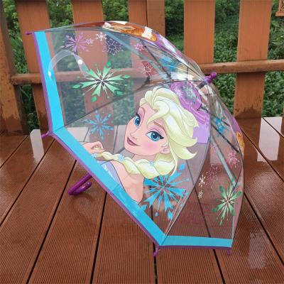 迪士尼新品公主透明傘兒童雨傘蘇菲亞女童孩白雪卡通冰雪奇緣