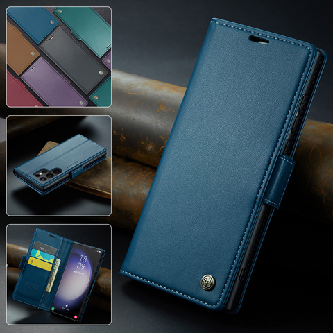 Blue — Sulada Wallets Folio Flip Magnetic Synthetic Leather Card Holder Folding Stand High End Premium A54, A34, A24, A14