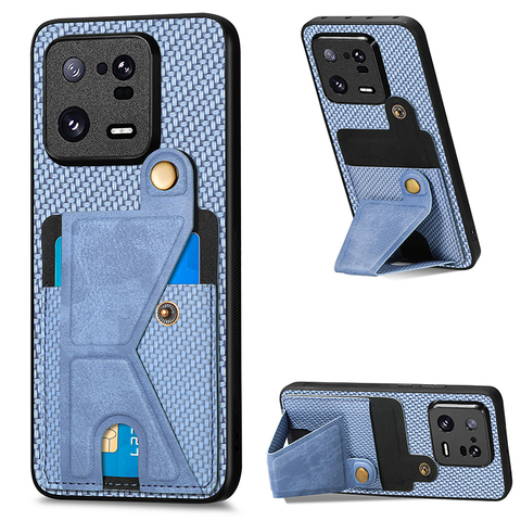 Blue — Carbon Fiber Pattern Card Holder Kickstand Function Note 12, Note 12 Pro, Note 12Pro+, 13, 13 Pro, 13 Ultra, 12T, 12T