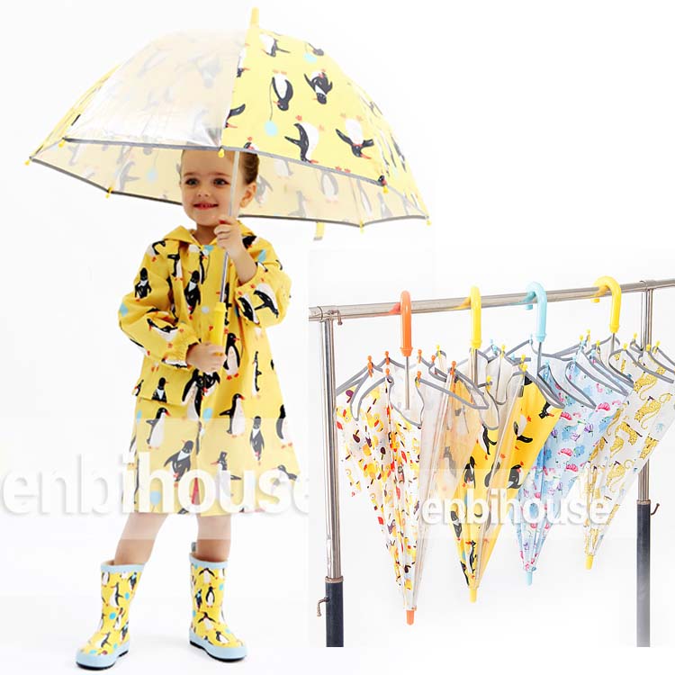 外貿兒童雨傘寶寶卡通傘手推安全雨傘幼兒園小童長柄傘男女童雨具