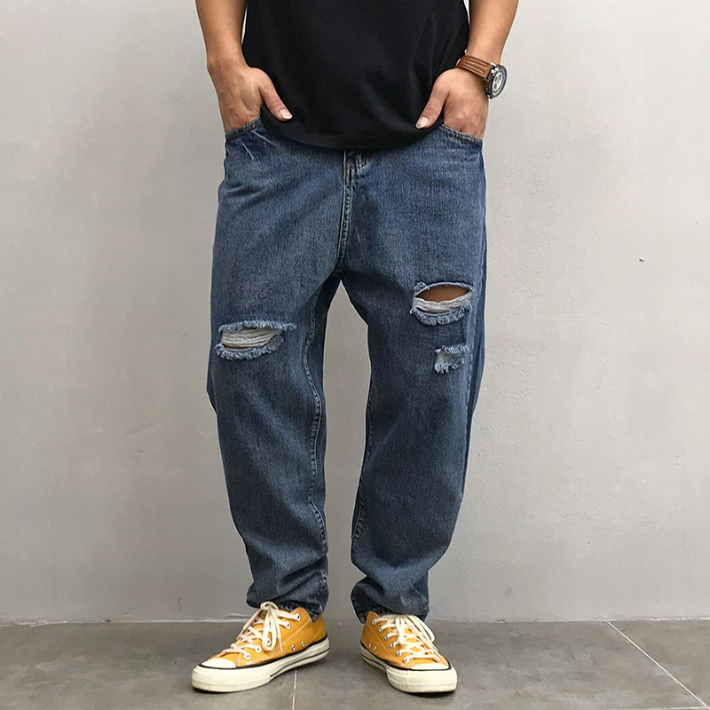 2019 printemps-été de la nouvelle trous de la personnalité lâche straight jeans original version coréenne de la marée vintage casual pantalons hommes 2019 printemps-été de la nouvelle trous de la personnalité lâche straight jeans original version coréenne de la marée vintage casual pantalons hommes
