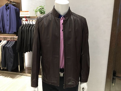 方仕代工 品牌样衣 男士春秋款 拉菲红立领 真皮羊皮 夹