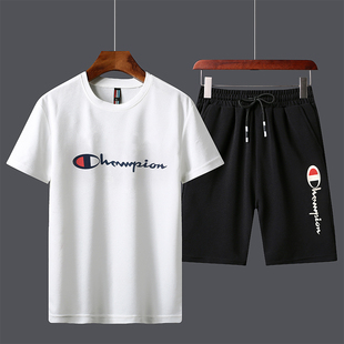 品牌同款薄款短袖T恤夏季男 套装韩版潮流两件套休闲短裤运动衣服