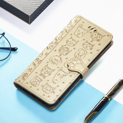 Gold — Girls ZenFone 9 ZS590KS Synthetic Leather Cartoon Wallets Folio Flip Soft Phone Case