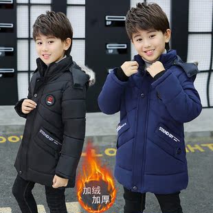 2019男童棉衣中长款冬款加绒男孩棉袄中大童冬季棉服加厚保暖大衣