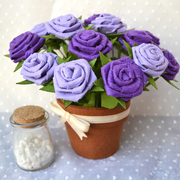 免裁剪不织布手工diy材料包玫瑰康乃馨盆栽 幼儿制作包邮