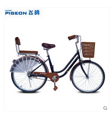 新款正品飞鸽24寸自行车 亲子车 靠背自行车 带宝宝自行车复古车