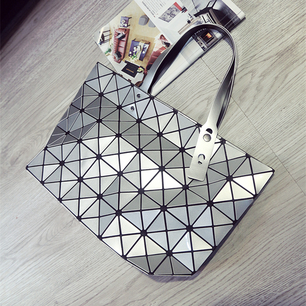 2016夏季新款镭射几何菱格包亮片女包菱形折叠包单肩手提百变女包