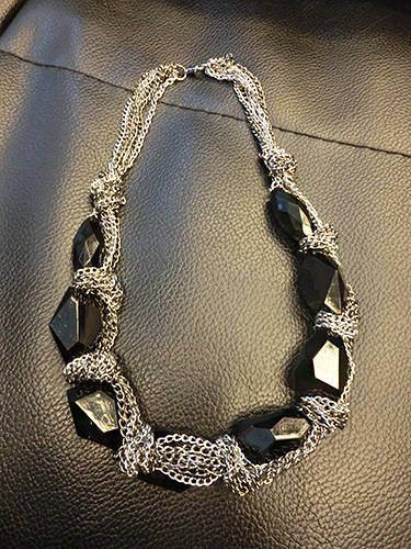 韩国大牌黑宝石多层链条项链欧美复古夸张短款项链毛衣链饰品包邮