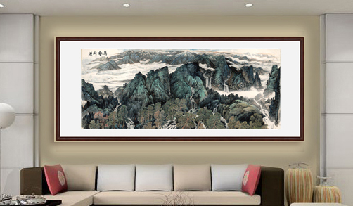 大幅客厅 送领导办公室 字画 国画 山水画 挂画装饰画万壑同源图