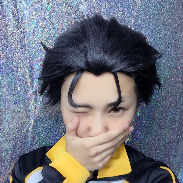 独家现货 菜月昴假发 背头包边小美人尖黑色反翘cos