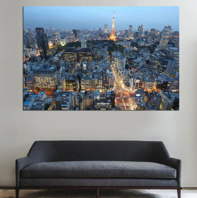 世界名塔东京塔壁画现代都市风景无框装饰画卧室客厅沙发背景挂画