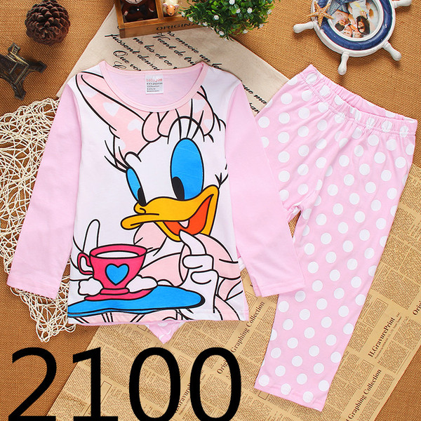 外贸纯棉儿童春秋家居服 女童Hello Kitty长袖卡通秋衣秋裤套装