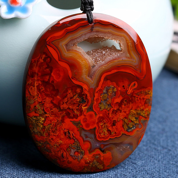 纯天然精品款南红玛瑙吊坠战国红吊坠男挂坠原石女毛衣链项链坠