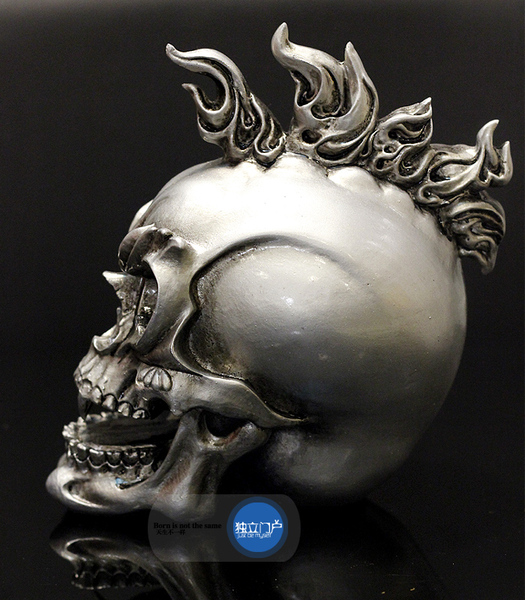 【天天特价】出口个性装饰朋克骷髅头摇滚纹身酒吧机车万圣节摆件