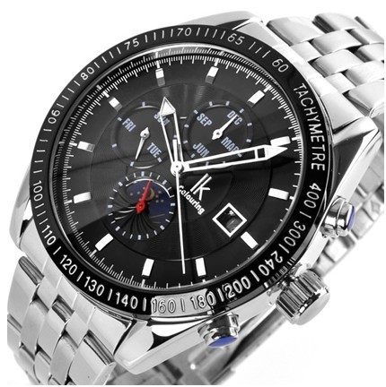 ik正品牌手表三眼男士手表全自动机械表镂空男表防水钢带男式腕表