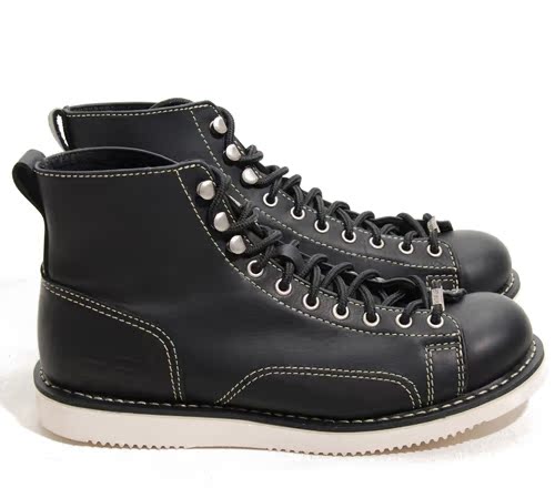 正品代购pf黑色短脸系带工装靴男款 男靴高帮靴短靴高帮鞋潮马丁