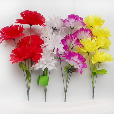 7头仿真菊花 清明花批发 祭奠祭祀拜祭假花绢花装饰花人造塑料花