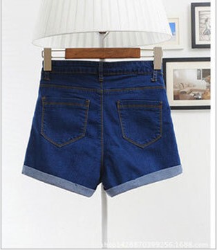 2016新款牛仔短裤女夏季韩版高腰排扣弹力修身休闲显瘦卷边潮热裤