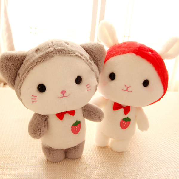 萌可爱草莓兔子公仔 女生布娃娃礼物 儿童安抚毛绒玩具小熊玩偶
