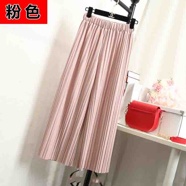 百褶阔腿裤女冬2016新款高腰雪纺阔腿裤女夏九分薄款宽松百搭韩版