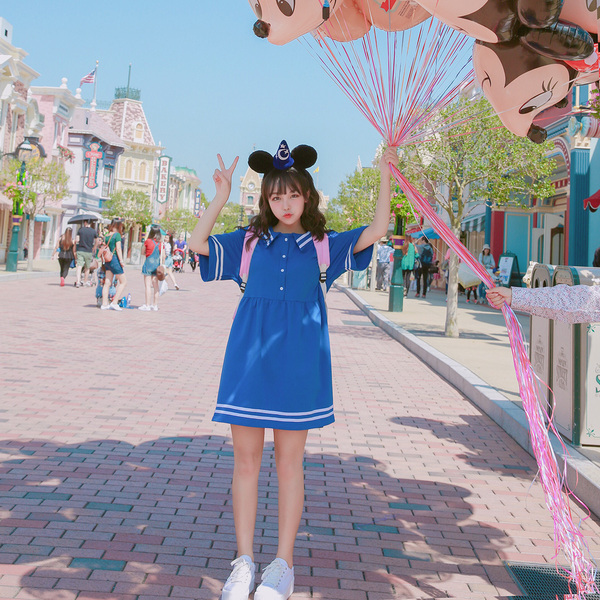 宋黛 夏季学生日系学院海军风短袖原宿少女可爱软妹水手服连衣裙