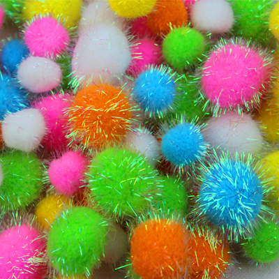 批发满包邮幼儿园手工制作材料彩色毛绒球diy毛毛球绒球亮丝球球