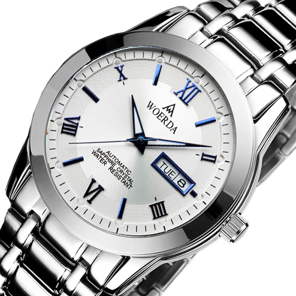 沃尔达2015机械表手表大表盘日历男士防水男表全自动腕表2009-b