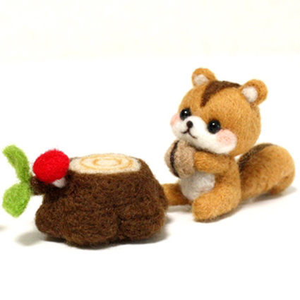 梧桐家 树桩松鼠羊毛毡戳戳乐 手工制作diy 益智亲子材料包