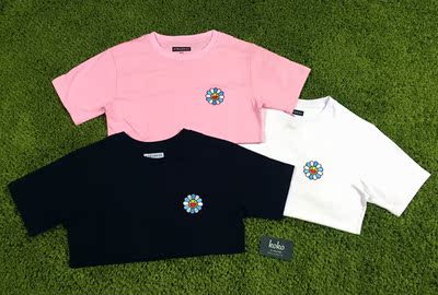 现货trunks 15ss tee 刺绣太阳花 情侣装短袖t恤 黑白灰 村上隆