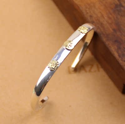 高桥吾郎goros三点金双鹰头手镯925纯银四目手镯goros手工复刻