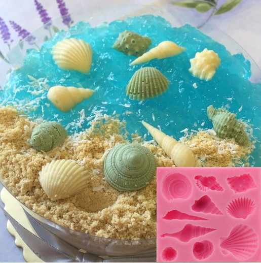 烘焙模具海洋慕斯硅胶模具翻糖海螺海星贝壳果冻巧克力蛋糕装饰