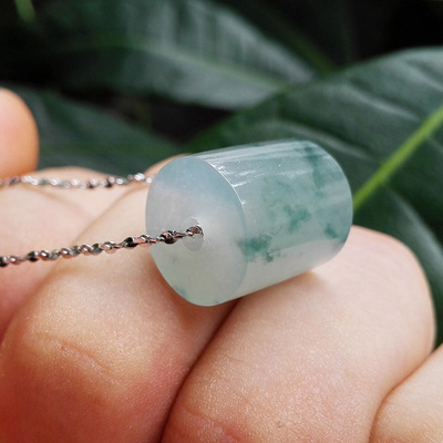 暂定暂定 天然a货翡翠冰种飘花路路通 转运珠 桶珠 锁骨链 配件