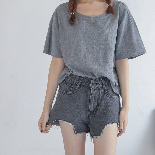 2017春夏新款韩版不规则毛边牛仔短裤高腰显瘦百搭热裤子女学生潮