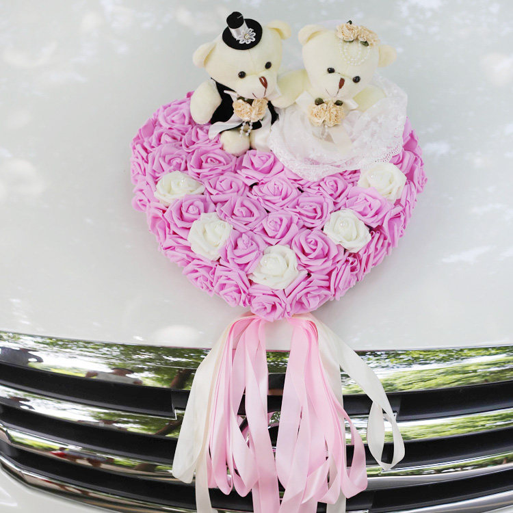 喜来乐 花车装饰 主婚车pe玫瑰花心形花盘 个性创意款兄弟车布置