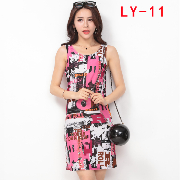 批发女装连衣裙中长款韩国宽松胖MM碎花裙民族风冰丝无袖背心裙夏