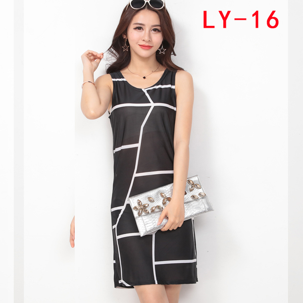 批发女装连衣裙中长款韩国宽松胖MM碎花裙民族风冰丝无袖背心裙夏