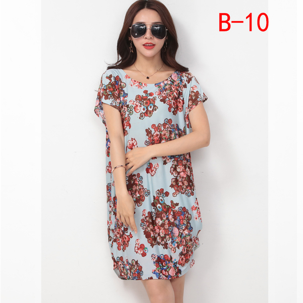 夏季女连衣裙批睡衣冰丝裙大码女装宽松胖mm孕妇装中长款连衣裙