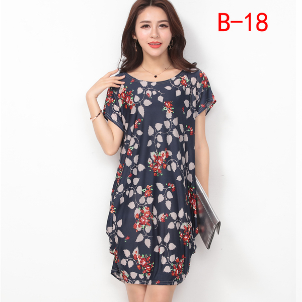 夏季女连衣裙批睡衣冰丝裙大码女装宽松胖mm孕妇装中长款连衣裙