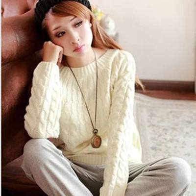 2016新款秋装毛衣女复古加厚套头打底针织衫长袖麻花外套线衫圆领