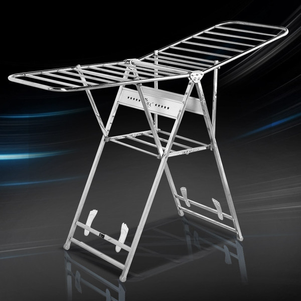 丽人不锈钢lyj晾衣架落地折叠翼型活动衣架室内双杆凉衣架晒架