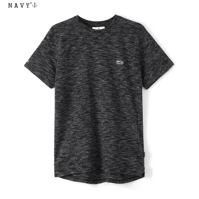 台湾代购navy台湾制hi-end高街圆弧形后下摆纯色圆领短袖t恤男夏