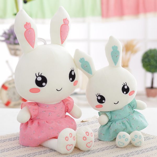 可爱兔宝宝公仔公主兔布娃娃碎花兔毛绒玩具兔宝宝玩偶女生礼物
