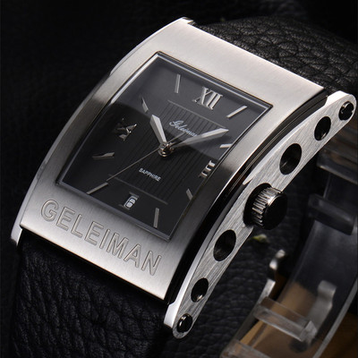 正品瑞士手表男士全自动机械表方形大表盘男表复古真皮学生表防水