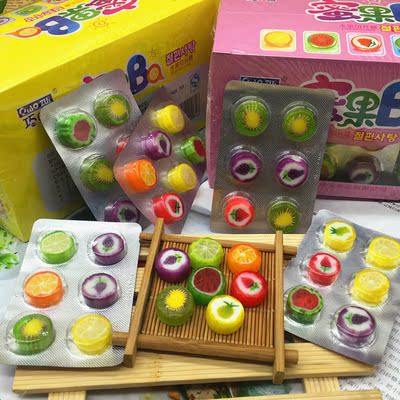 水果切片手工可爱水果汁硬糖混合什锦味散装喜糖果批发6颗一片