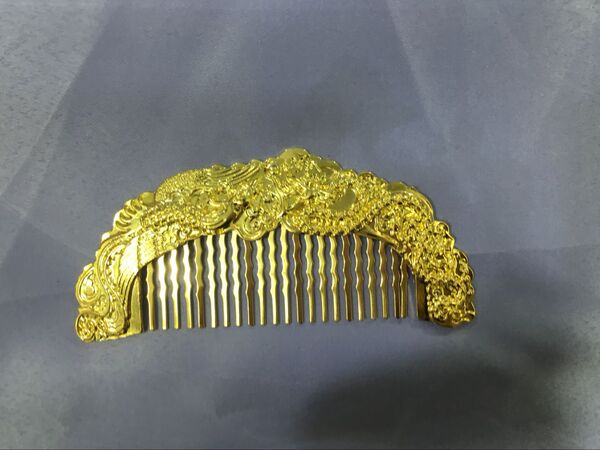 影视宫廷剧武媚娘古装饰品 影楼cos唐朝皇后金色梳子龙凤图头饰