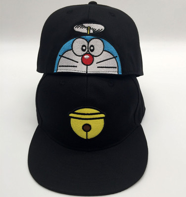哆啦a梦棒球帽机器猫帽子嘻哈帽小叮当不可调节封口刺绣平沿帽潮