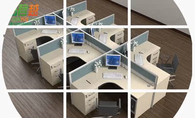 上海办公家具钢木组合4人位职员桌员工屏风工作位电脑桌商业拆装